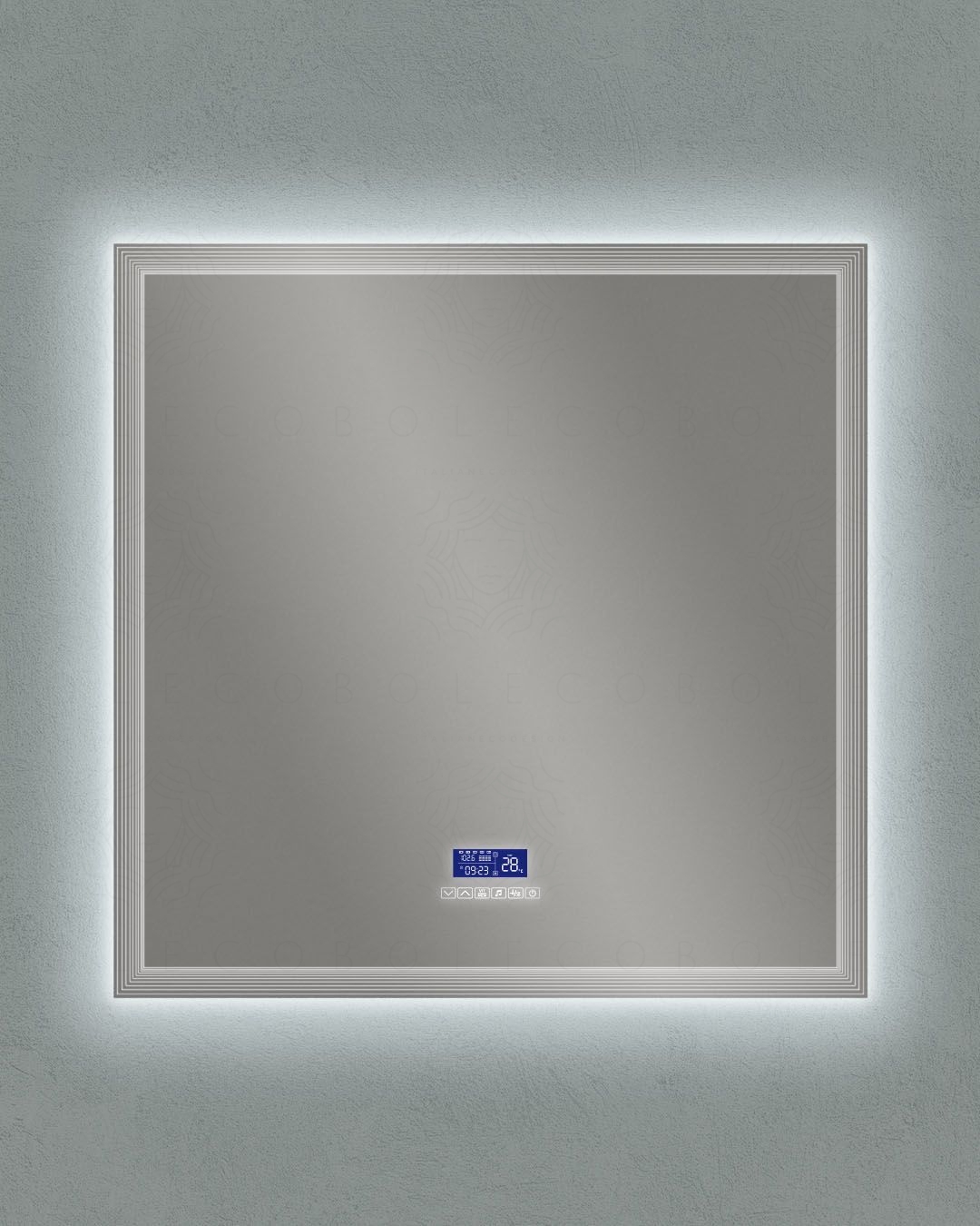 Specchio led con radio e display multifunzione cm.90x90