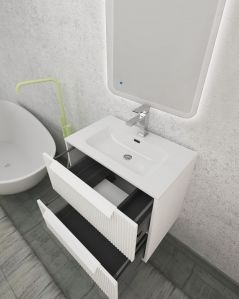 Mobile bagno sospeso Twist cm 60 con lavabo in ceramica
