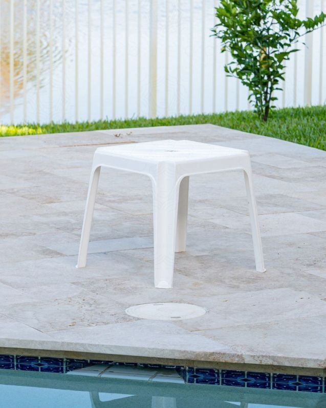 Tavolino quadrato in resina 42x42 bianco da esterno - Sara