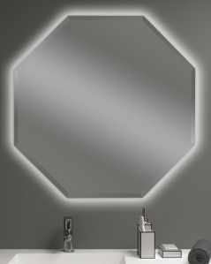 Specchio led cm 80x80 ottagonale con vetro molato