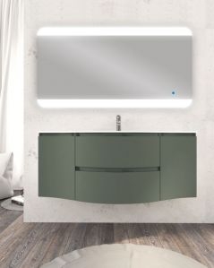 Mobile bagno sospeso 138 cm curvo e specchio led - Greta