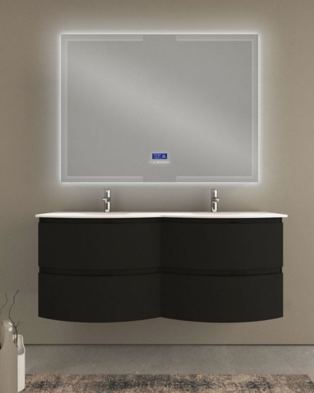 Mobile bagno sospeso Greta 140 cm due lavabi e specchio led con Mobile bagno sospeso Greta 140 cm due lavabi e specchio led con