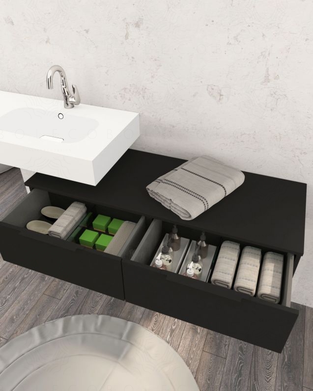 Mobile bagno sospeso Capri cm 80 con lavabo in ceramica