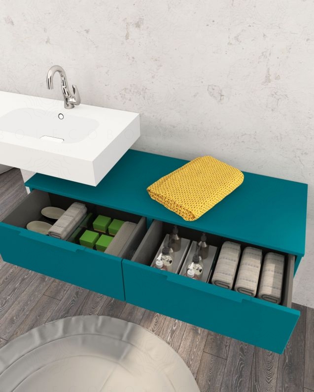 Mobile bagno sospeso Capri cm 80 con lavabo in ceramica