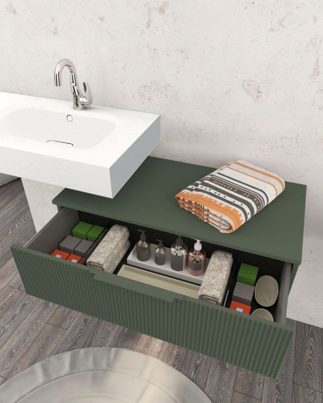 Mobile bagno sospeso Capri cm 80 con lavabo in ceramica