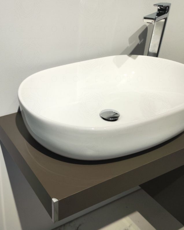 Mensolone bagno 60 cm con lavabo da appoggio in ceramica