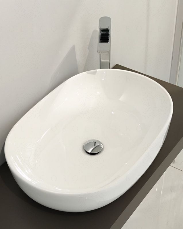 Mensolone bagno 60 cm con lavabo da appoggio in ceramica Mensolone bagno 60 cm con lavabo da appoggio in ceramica