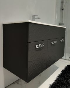 Mobile bagno sospeso 100 cm con ante e lavabo in ceramica -