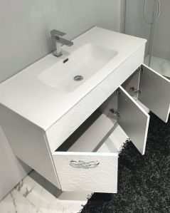 Mobile bagno sospeso 100 cm con ante e lavabo in ceramica -