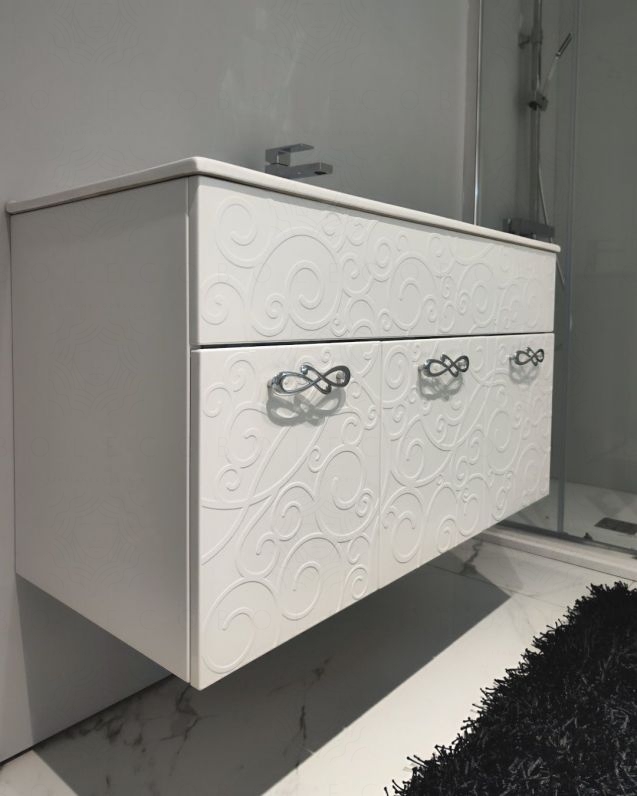 Mobile bagno sospeso 100 cm con ante e lavabo in ceramica - Mobile bagno sospeso 100 cm con ante e lavabo in ceramica -
