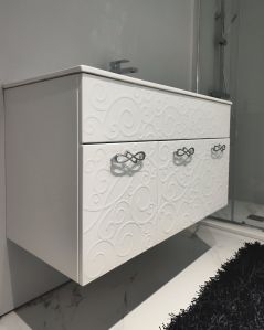 Mobile bagno sospeso 100 cm con ante e lavabo in ceramica -
