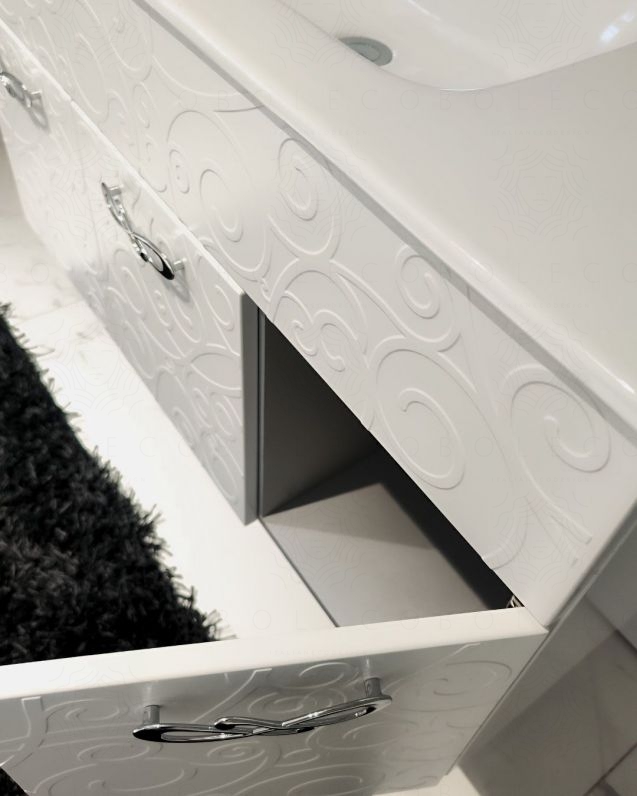 Mobile bagno sospeso 100 cm con ante e lavabo in ceramica - Mobile bagno sospeso 100 cm con ante e lavabo in ceramica -