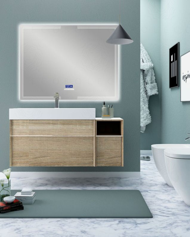 Mobile bagno sospeso Diadema cm 120 con specchio led radio Mobile bagno sospeso Diadema cm 120 con specchio led radio