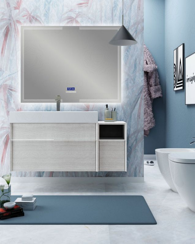 Mobile bagno sospeso Diadema cm 120 con specchio led radio Mobile bagno sospeso Diadema cm 120 con specchio led radio