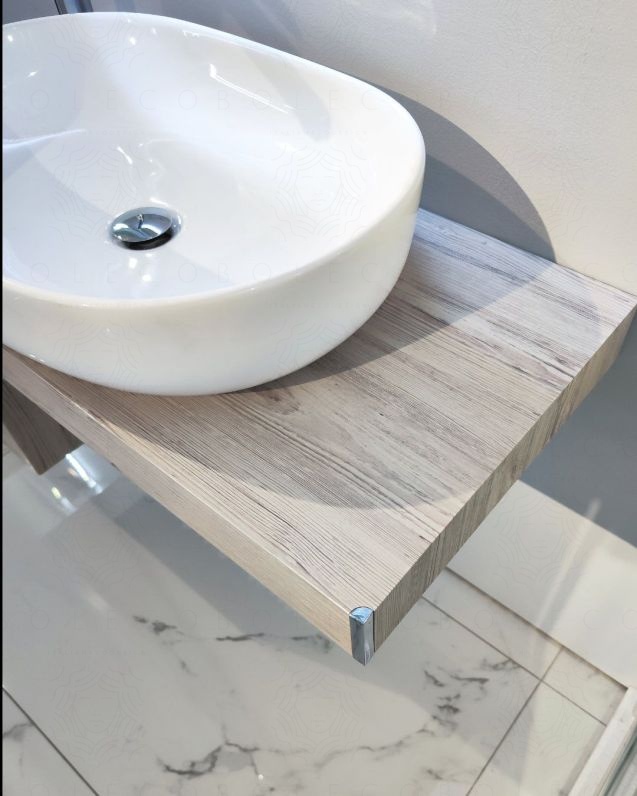 Mensolone bagno da 90 cm con lavabo da appoggio e mensola Mensolone bagno da 90 cm con lavabo da appoggio e mensola