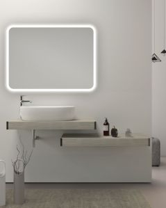 Mensolone bagno da 90 cm con lavabo da appoggio e mensola