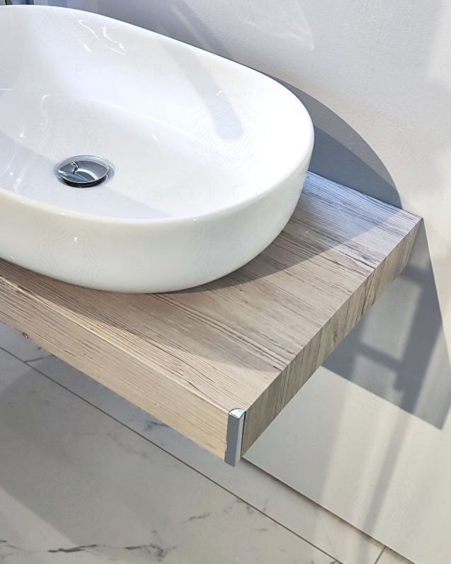 Mensolone bagno da 90 cm con lavabo da appoggio e mensola Mensolone bagno da 90 cm con lavabo da appoggio e mensola