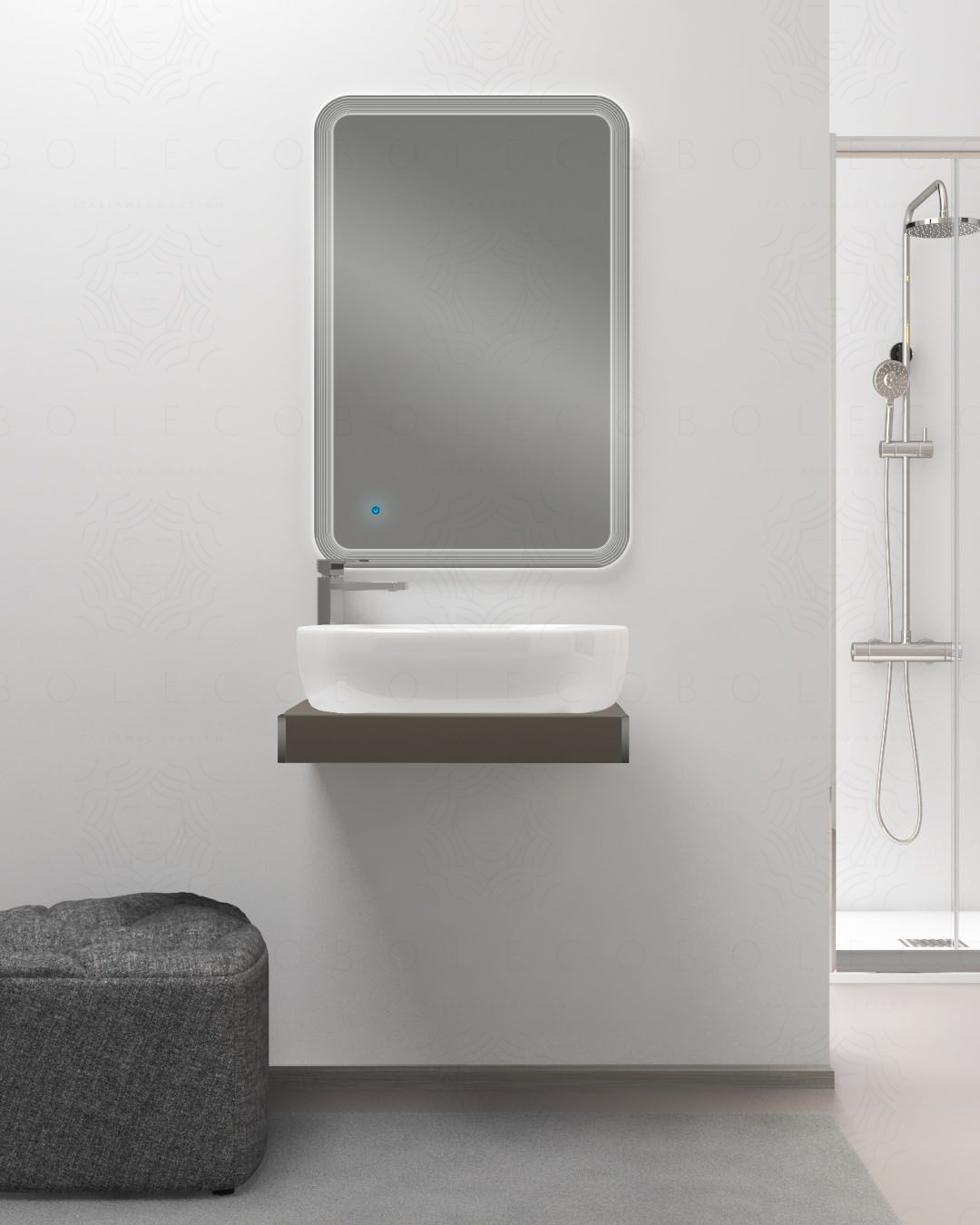 Mensolone bagno 60 cm con lavabo da appoggio in ceramica Mensolone bagno 60 cm con lavabo da appoggio in ceramica