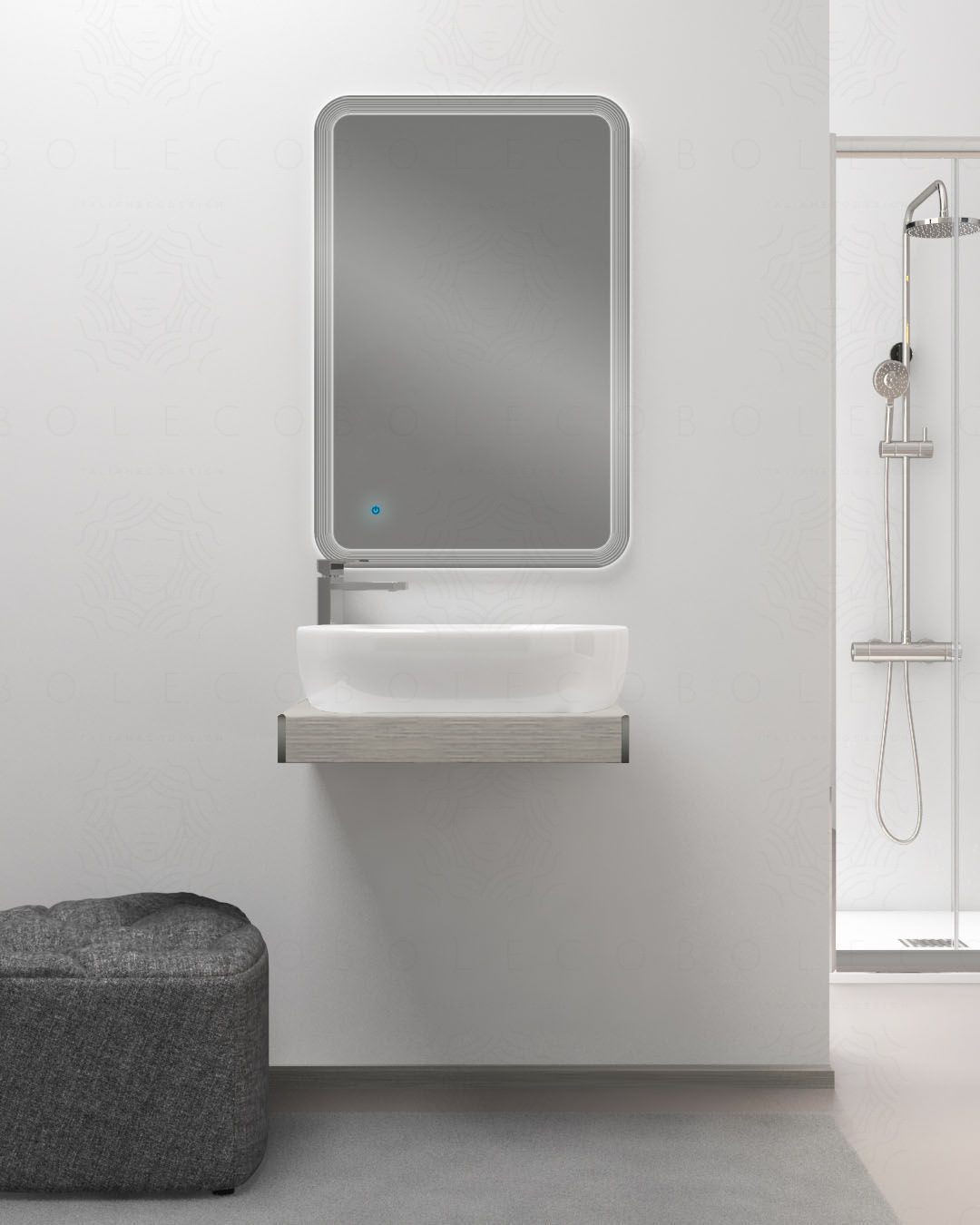 Mensolone bagno 60 cm con lavabo da appoggio in ceramica Mensolone bagno 60 cm con lavabo da appoggio in ceramica