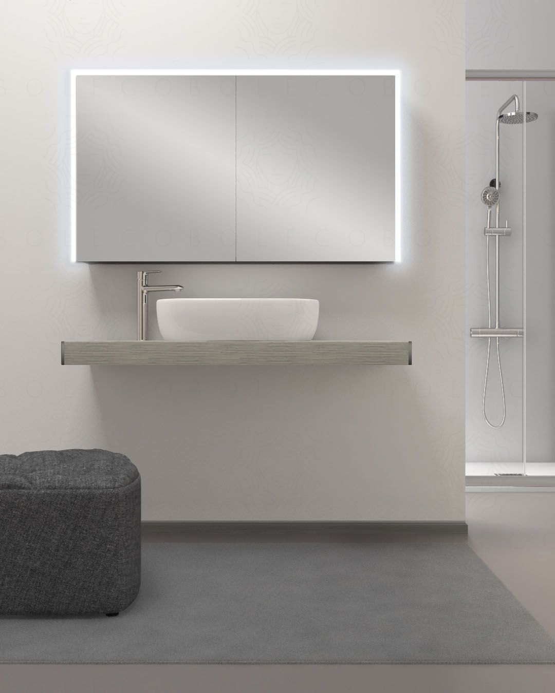 Mensolone bagno 120 cm completo di staffe regolabili e lavabo Mensolone bagno 120 cm completo di staffe regolabili e lavabo