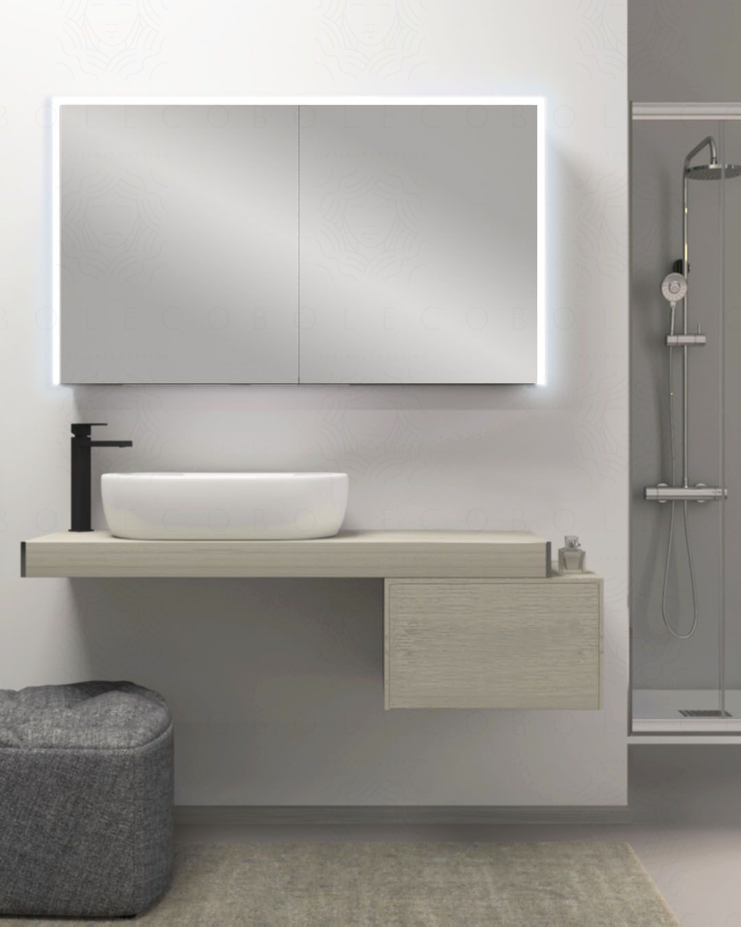 Mensolone bagno da 120 a 170 cm con staffe regolabili, lavabo Mensolone bagno da 120 a 170 cm con staffe regolabili, lavabo