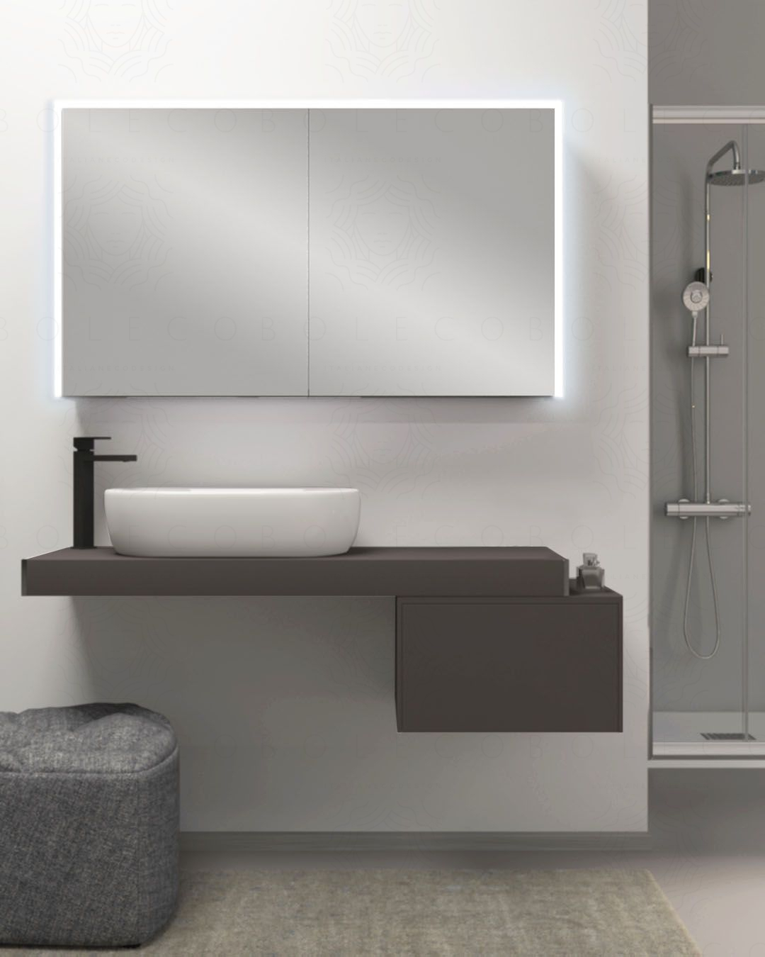 Mensolone bagno da 120 a 170 cm con staffe regolabili, lavabo Mensolone bagno da 120 a 170 cm con staffe regolabili, lavabo