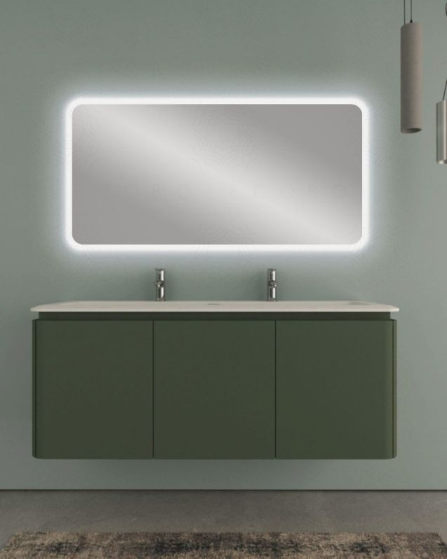 Mobile bagno sospeso 140 cm con cassetti e lavabo in resina -