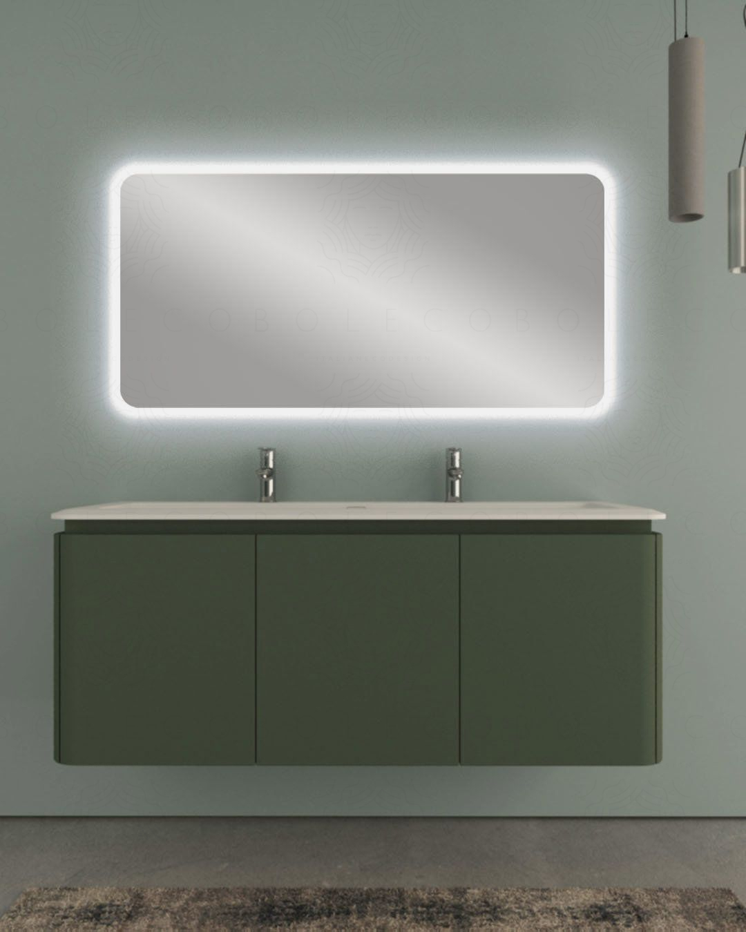 Mobile bagno sospeso 140 cm con cassetti e lavabo in resina - Mobile bagno sospeso 140 cm con cassetti e lavabo in resina -