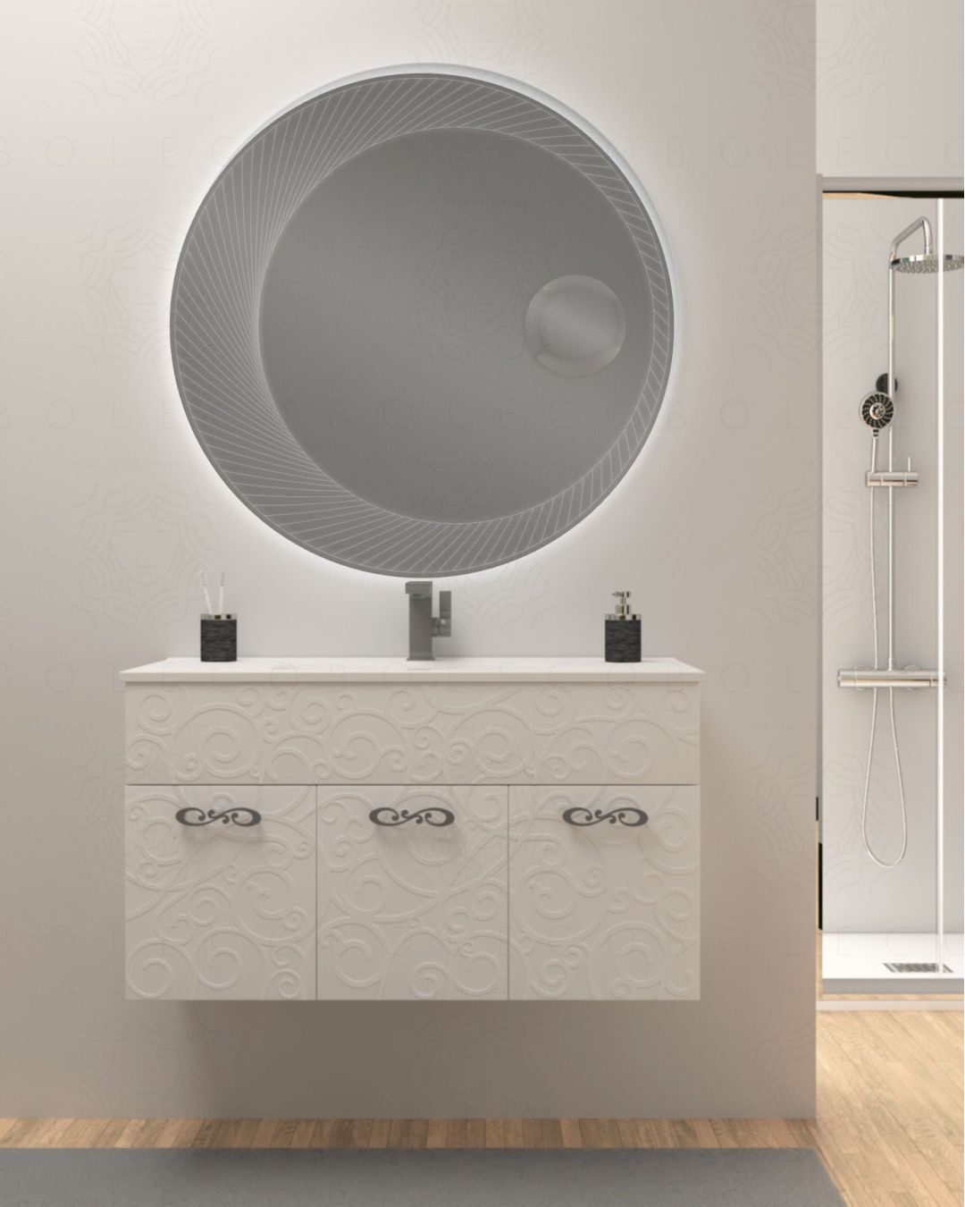 Mobile bagno sospeso 100 cm con ante e lavabo in ceramica - Mobile bagno sospeso 100 cm con ante e lavabo in ceramica -