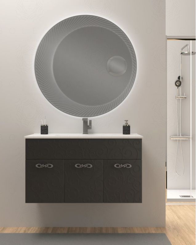 Mobile bagno sospeso 100 cm con ante e lavabo in ceramica -