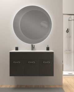 Mobile bagno sospeso 100 cm con ante e lavabo in ceramica -