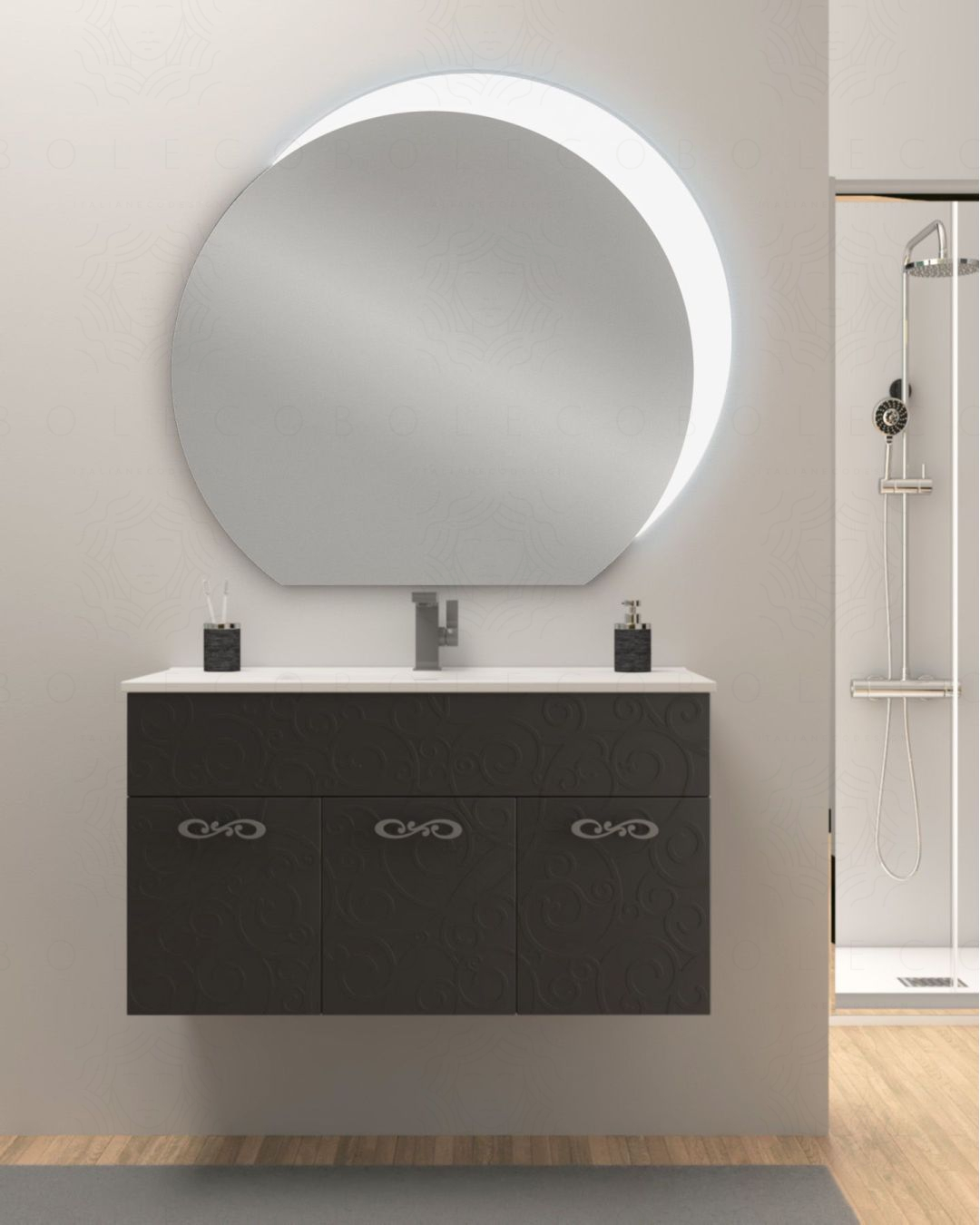 Mobile bagno sospeso Noemi 100 cm con lavabo in ceramica e Mobile bagno sospeso Noemi 100 cm con lavabo in ceramica e