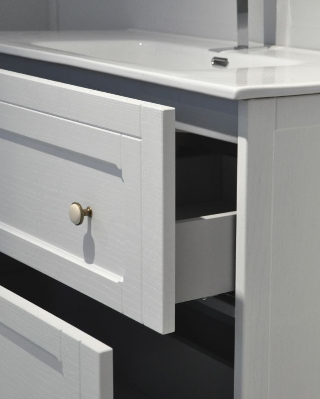 Mobile bagno Carlotta larice bianco con piedi, cm. 60 completo