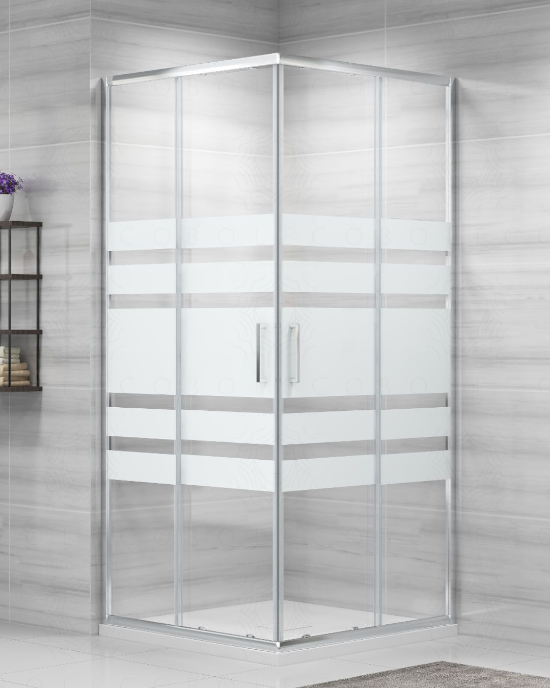 Box doccia angolare cm 100x100 con ante scorrevoli - vetro Box doccia angolare cm 100x100 con ante scorrevoli - vetro