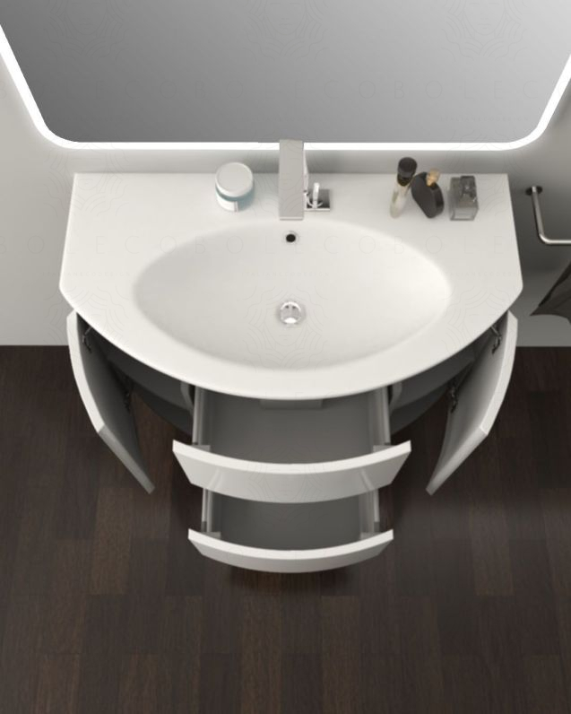 Mobile bagno sospeso Ludovica cm 90 con ante, cassetti e lavabo Mobile bagno sospeso Ludovica cm 90 con ante, cassetti e lavabo