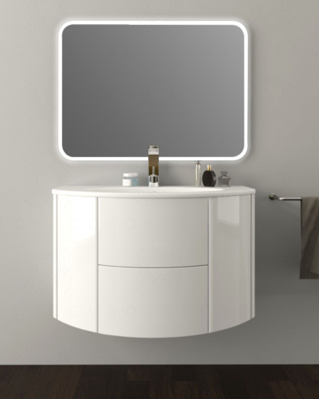 Mobile bagno sospeso Ludovica cm 90 con ante, cassetti e lavabo Mobile bagno sospeso Ludovica cm 90 con ante, cassetti e lavabo