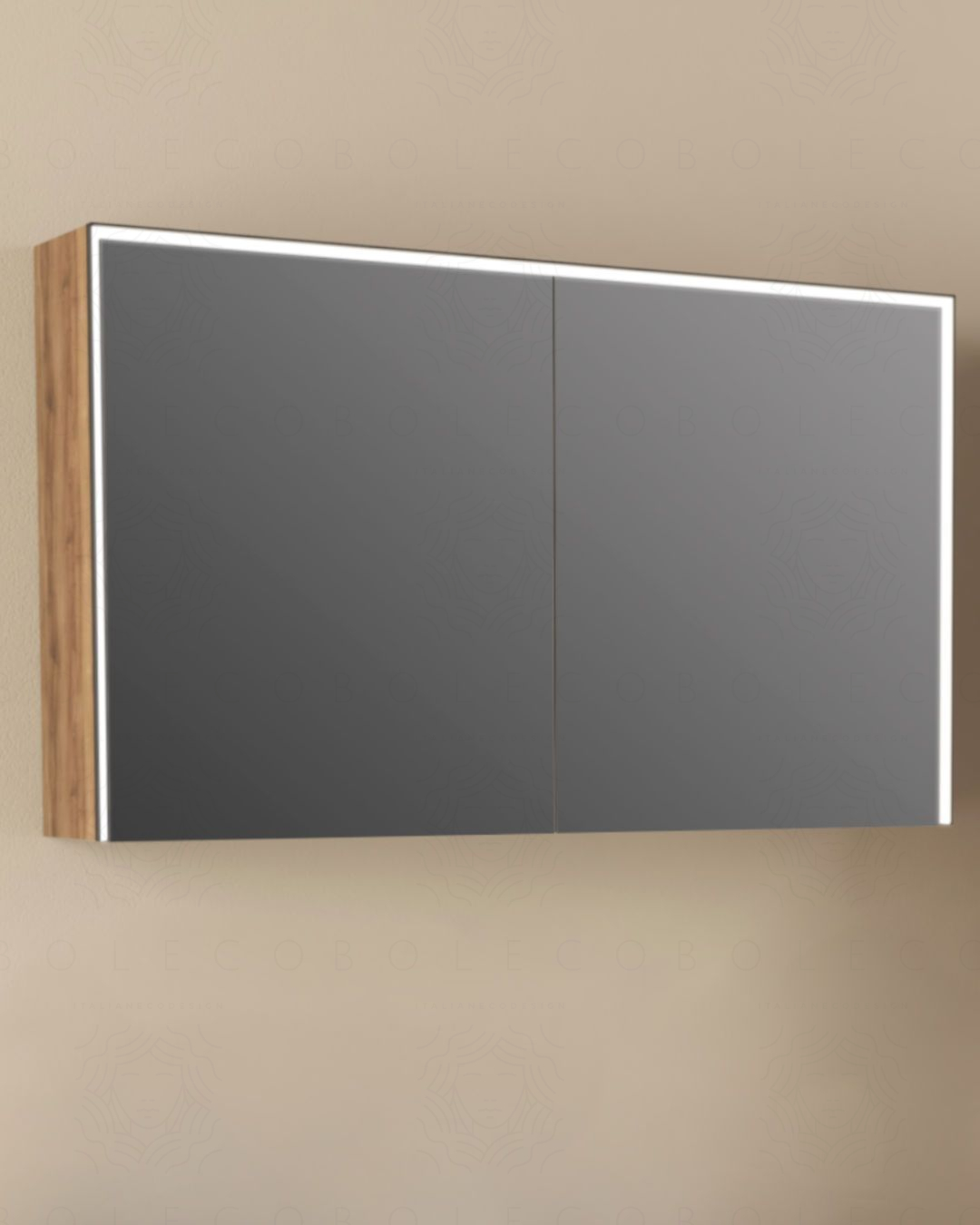 Specchio bagno contenitore led 120x70 con 2 ante e sensore Specchio bagno contenitore led 120x70 con 2 ante e sensore