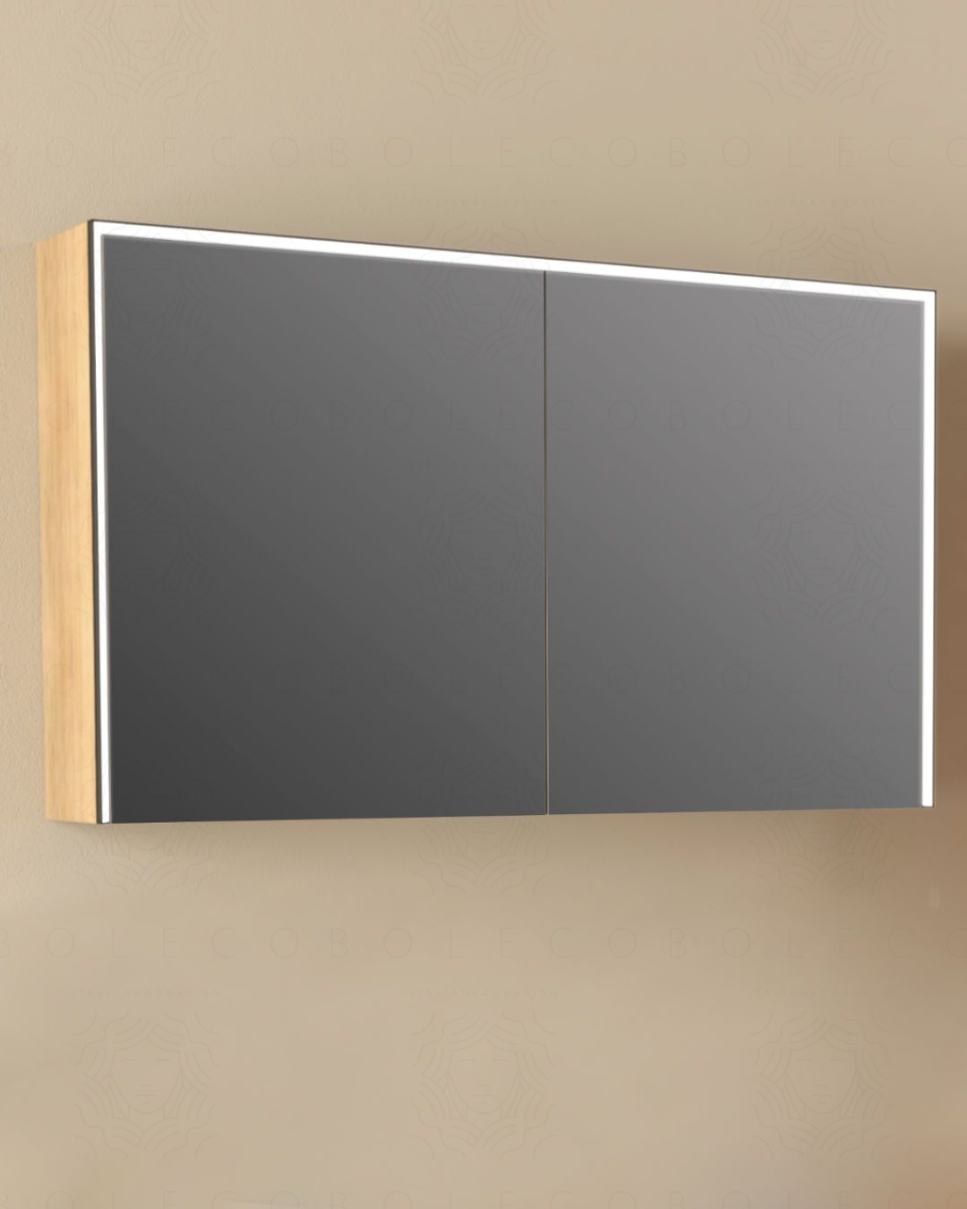 Specchio bagno contenitore led 120x70 con 2 ante e sensore Specchio bagno contenitore led 120x70 con 2 ante e sensore
