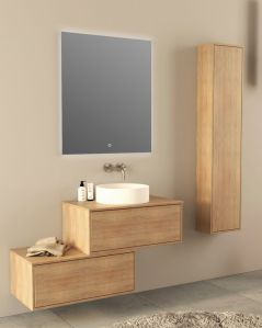 Mobile bagno sospeso Prisma cm 120 con cassettiera e top in mdf