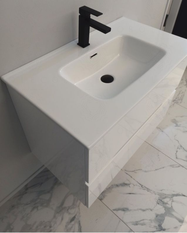 Mobile bagno sospeso Noa 80 cm e lavabo in ceramica Mobile bagno sospeso Noa 80 cm e lavabo in ceramica