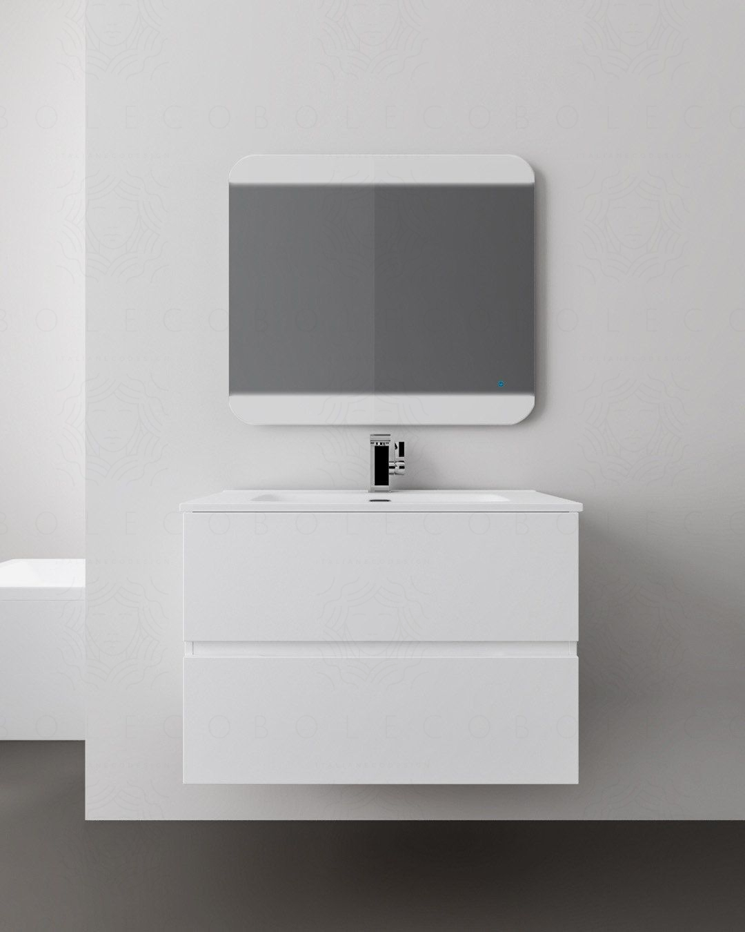 Mobile bagno sospeso Noa 80 cm e lavabo in ceramica Mobile bagno sospeso Noa 80 cm e lavabo in ceramica