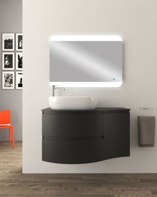 Mobile bagno sospeso curvo 105 cm con top in mdf - Greta