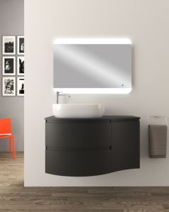 Mobile bagno sospeso curvo 105 cm con top in mdf - Greta