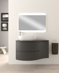 Mobile bagno sospeso curvo 105 cm con top in mdf - Greta