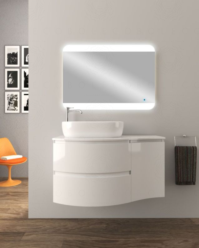 Mobile bagno sospeso curvo 105 cm con top in mdf - Greta