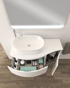 Mobile bagno sospeso curvo 105 cm con top in mdf - Greta