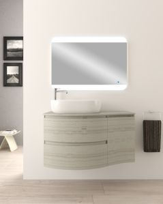 Mobile bagno sospeso curvo 105 cm con top in mdf - Greta