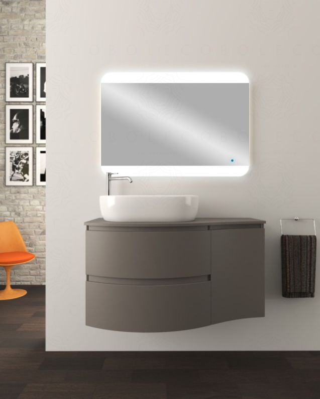 Mobile bagno sospeso curvo 105 cm con top in mdf - Greta