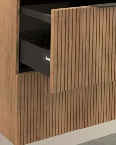 Mobile bagno sospeso 60 cm rovere naturale cannettato con top