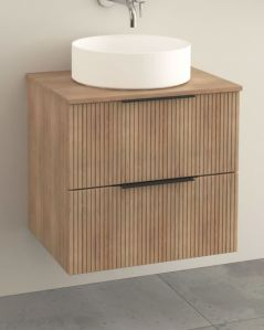 Mobile bagno sospeso 60 cm rovere naturale cannettato con top